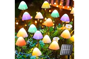 Dekofun Solar Garden Lights 20 LED 5M/16.4 Ft Mushroom Solar Lights Outdoor Garden, 2 Modes Waterproof Ornaments Light for Pathway Landscape Yard Lawn Decoration (Multicolor)