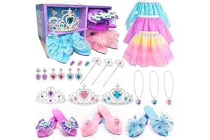 STAY GENT Chaussure Princesse Fille, Princesse Robe Jouet Enfants 3 Paires Chaussures Princesse 3 Couronne 3 Jupes Déguisement Jouet Princesse Accessoires Anniversaire Noel Cadeau pour Fille 2 3 4 5 6