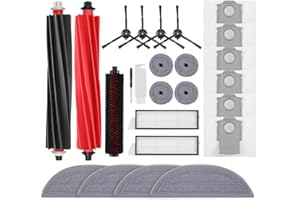 VIEWALL Zubehör für Roborock S8 MaxV Ultra Staubsauger,2 Hauptbürsten,2 HEPA-Filter,4 Mopps,4 Seite Mopps,6 Staubbeutel,4 Seitenbürsten,1 selbstreinigende Bürste,1 Bürste Ersatzteilset