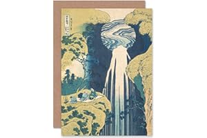 ARTERY8 Hokusai Amida Falls Kisokaido droga Japonia wodospad kartka okolicznościowa piękna sztuka plus koperta pusta wewnątrz