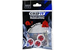 Gripit Red Plasterboard Fixings - Heavy Duty Plasterboard Fixings for Drywall & Stud Walls, Holds Up to 74kg - Ideal for Shelves, Shower Units and Speakers - Easy Install & UK Designed (4 Pack)