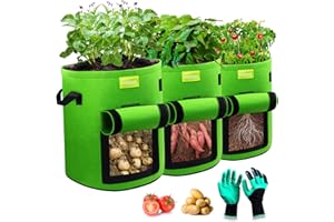 LESDOI 7 Gallonen (27L) kartoffel pflanzsack, pflanzsäcke Kartoffeln aus Vlies Stoff, Doppelseitiges Klettfensterdesign, Pflanztaschen kartoffelsack mit Griffe für Tomaten,Kartoffeln, Pflanzen