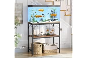MAHANCRIS Fish Tank Stand, 20 Gallon Aquarium Stand, Fish Tank Rack with Shelf, 2-Tier Reptile Tank Rack, for Living Room, Home Office, 61 x 30 x 62cm (L x W x H), Rustic Brown and Black AFTHR2001