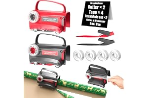Vasmeiy Presentpappersskärare för rullar, 2 bärbara pappersskärare med hjul, levereras med 4 självhäftande band och 2 utbytbara blad, för presentpapper, födelsedag, jul etc