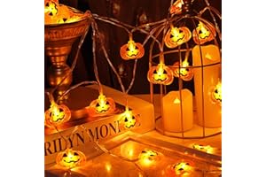 ‎ETOPGO Etopgo Halloween Deko Lichterkette, 3M 20 LED Kürbis Lichterkette Batterie mit 6H Timer, Orange Kürbis Lichter für Innen Außen, Halloween Party, Garten