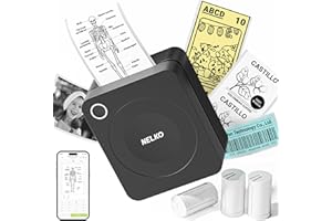 Nelko PM230 Bluetooth Mini Stampante Portatile, Stampante Etichette Adesive con 3 Rotoli di Carta, Stampante Fotografica Compatibile con iOS e Android per Fotografica Note Elenco Memo, Nero