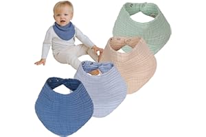 Flora Furora Baberos Bebe Recien Nacido (muy suave) muselina algodón orgánico ecologico GOTS + OEKO Tex 100 | absorbente y transpirable | Babero Bandana Bebe triangulares elegantes, bebe accesorios