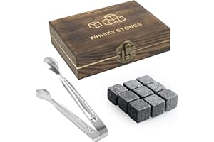 ‎TRIXES Whisky-Steine-Geschenkset, 9-teilige Whisky-Steine in Einer luxuriösen Holz-Geschenkbox, Geschenke für Männer, halten Bourbon Whiskey und Scotch kühl, Weihnachten, Geburtstag, Vatertag – von TRIXES