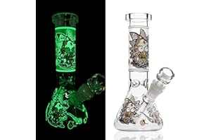 REANICE Szklane bongo, 14,5 mm, wysokość 21 cm, wykonane ręcznie, wysoka jakość, szkło, rurka, bełkotka o strukturze plastra miodu