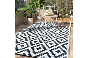 CHOSHOME Tappeto all'aperto 120x180CM - Tappeto per giardino, patio, balcone e spiaggia - Facile da pulire - Nero