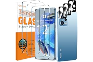 QsmQam 3 Piezas Protector de Pantalla para Xiaomi Redmi Note 12 Pro 5G (No apto 4G) con 3 Piezas Protector de Lente de Cámara, Ultra HD Cristal Templado, Dureza 9H, Anti Arañazos, Sin Burbujas