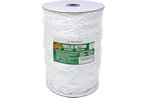 AlpineReach Trellis Netting Heavy Duty Polyester White - 6 Inch Mesh Support Twine for Growing High Yield Tomatoes, Peas, Vine Climbing Plants Fruits Vegetables (1.5m x 107m, White)
