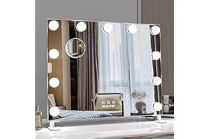 ANYHI 19x16inch Hollywood Vanity Mirror with Lights, Wall Mount, LED, 3 Color Modes, Adjustable Brightness, Touch Screen, Aluminum Frame, Memory Function