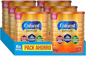 Enfamil Premium Complete 3 - Pack Mensual Fórmula Leche Infantil de Continuacion para Lactantes Bebés de 1 a 3 años, 800 gr - Pack de 6 Latas