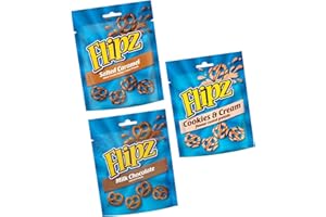 KINGDOM SUPPLIES Flipz Lot de 3 sachets de 90 g de chocolat au lait, biscuits et crème au caramel salé