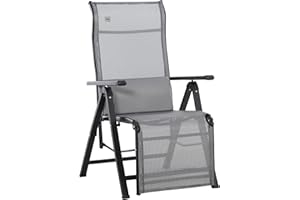 ‎OUTSUNNY Outsunny Sonnenliege klappbar Gartenliege mit Kissen Schwerelosigkeit Liegestuhl mit 9-Fach verstellbare Rückenlehne Gartenstuhl bis 150 kg belastbar, für Garten Urlaub Outdoor Strand, Schwarz+Grau