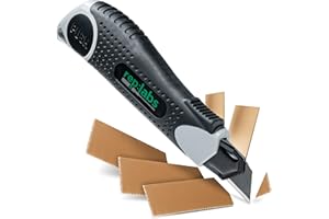 REP:LABS Utility Knife Carpeting Knife Cardboard Knife with Snap Off Blade Multi-Purpose Knife High Quality Black Sharp Blade