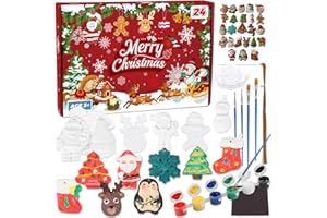 Aitsite Calendario Avvento 2025 Bimbi, Pittura Bambini Calendario Avvento, 24 Pezzi Dipinti di Elementi Natalizi, Calendario Avvento per Regali Famiglia e Amici