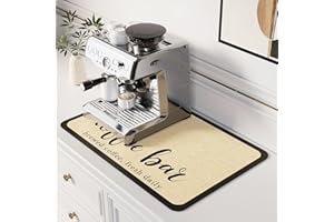 DK177 Coffee Mat, Coffee Machine Mat,Rubber Coffee Bar Mat,Hide Stain Quick-Drying,Waterproof Rubber Backing Fit Under Espresso Machine,Coffee Machine Mat Counter Protector (24''X16'')