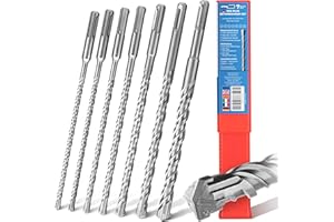 EffektWerk 7-częściowy zestaw wierteł udarowych (6/8/10/12/14 mm), wiertła z węglika wolframu do betonu zbrojonego, cegły i kamienia