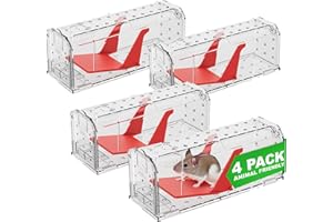 ROSHIELD 4 X Humane MOUSE Traps for Indoors and Outdoors, Duty Pest Trap for Catch Alive. Pets and Children Friendly. Reusable Rodent Mice Trap. Quick, Effective and Highly Sensitive Catcher