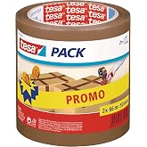 Tesa 57456 - Packaging Tape, 2 Rolls of 66 m x 50 mm, Brown | Heavy Duty PE Packing Tape - For Light Packages - UV &amp; Cut Resi