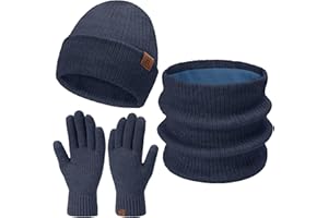 BEQUEMER LADEN Mujer Hombre Invierno Termicos Gorro Beanie Bufanda Conjunto Tejido Slouchy Gorros Infinity Bufandas para Mujeres Hombres