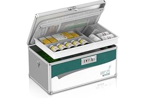 Glosen Medizin Box mit Zahlenschloss, Medikamenten Aufbewahrung Verschließbare Box mit Riemen, Aufbewahrungsbox Medikamentenbox mit Schloss 15,9 * 9,3 * 7,48 Zoll [Extra groß]