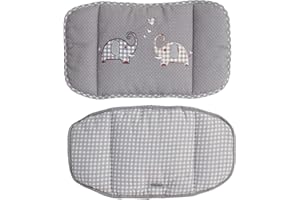 roba Cuscino Riduttore per Sedia e Seggiolone Jumbo twins – Set 2 Pezzi - Morbido - Imbottito - Microfibra - Resistente – Motivo con Elefantini - Grigio