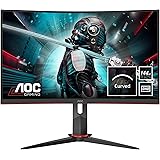 AOC Gaming CQ27G2U - 27 Inch QHD Curved Monitor,144Hz, 1ms, VA, AMD FreeSync Premium, Height Adjust, USB Hub, Speakers (2560x