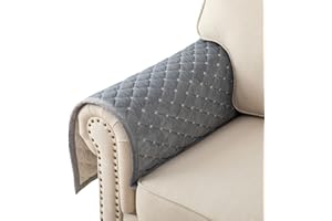 Eismodra Housse d'accoudoir,Housse Canapé 3 Places avec Accoudoirs,Couverture Canapé d'angle en L Antidérapant en Velours Lavable pour Chien Chat Enfant,Gris Clair 70x70 cm (Seulement 1 Pièce)