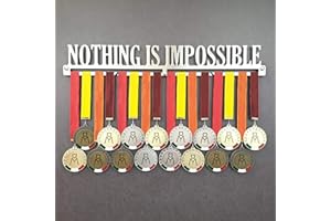 MEDALdisplay Nothing IS Impossible - Medagliere da Parete - Porta medaglie Motivazionale - Sport Medal Hanger - Display Rack - Acciaio Inox 100% Made in Italy by