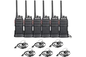 Retevis RT24 2 Way Radio, Loud Audio, 10h Use, PMR446 Walkie Talkies Long Range, 16 Channels, Rechargeable Walkie Talkies with 6 Earpieces and USB Charging Base for School, Retail Store (6 Pack)