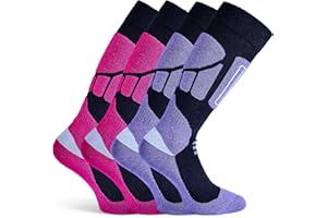 Basic Treasure Lot de 2 paires de chaussettes de ski pour homme et femme, chaudes et longues, rembourrage extra fort