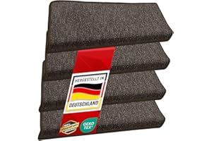 Floordirekt 15 x tappetini per gradini Interni per Scale, Tappeto per Scale, Tappeto Autoadesivo, per gradini, Protezione Scale, Tappeto per gradini (Londra, Marrone Scuro, 65 x 23 cm, Rettangolare)