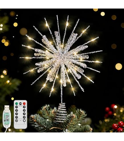 Étoile De Sapin De Noël à Paillettes Pour Cime De Sapin De