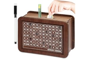 Atuoxing Hucha con Objetivo de Ahorro, Hucha de Madera con Contador Reutilizable, Hucha con Objetivos de Almacenamiento Regalo para Niños y Adultos