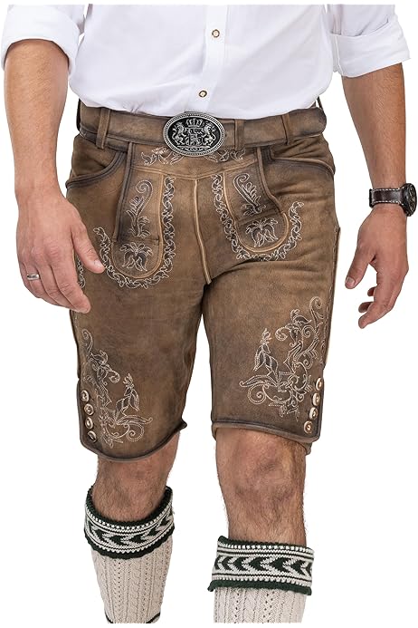 Krüger Dirndl TRACHTEN MIT GÜRTEL - Leren broek - korn/bruin