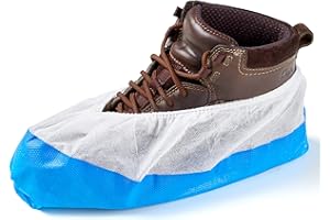 ISC HYGIENE & SAFETY 200 Overshoes Shoe Covers Boot Protectors, by H&S, Premium, 9 Grams Extra Strong, Thick Anti-Slip Sole Liquid-Proof, Frustration-Free, Disposable blue-white