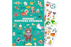 Sugeru® 100+ Tatuajes Temporales(12 Hojas),agradable para la piel tatoos infantiles Niñas Niños,pegatinas stickers infantiles//Ingredientes naturales - Extracto de soja (Fútbol)