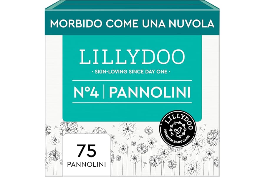 LILLYDOO Skin-Friendly Nappies - Size 4 (9+ kg), Stock Pack (75 Units), Leak Protection, Soft, Fragrance & Lotion Free & Dermatologically Tested