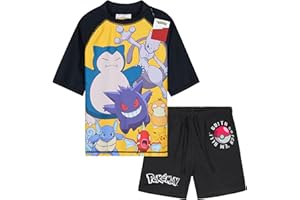 Get Trend Minecraft | Pokemon Swimsuit Set for Boys Teenagers 2 Pcs with Swimming Trunks Boys Rash Vest for Swimming Beach Trip Holiday Essentials