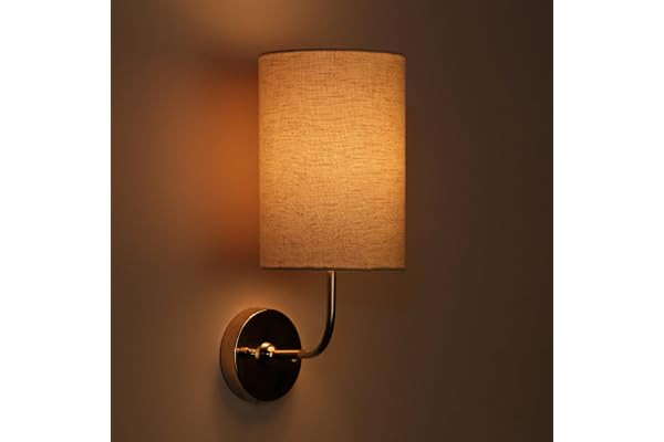 Craftter Wall Lamp for Living Room & Bedroom Stainless Steel Base Night Lamp Bedside, Farmhouse, Hotel Wall Light B22 Bulb Holder 40W Textured Off-White Electric Wall Sconce