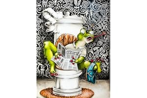 AIRDEA Grenouille Peinture en Diamant Kits pour Adultes Enfants, 5D Rond Livre Lecture grenouille Diamond Painting Kit Complet, DIY Diamant Art Peinture Diamant Kits,Broderie Diamant Mosaique 30x40cm