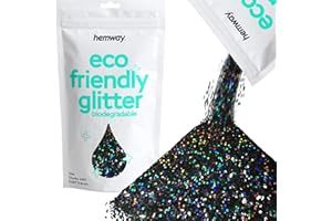 Hemway Eco Friendly 100 g / 3,5 oz Biodégradable Glitter cosmétique Bio Safe Étincelle végétalien pour le visage, fard à paupières, Craft - 1/40" 0.025" 0.6mm - Noir Holographic