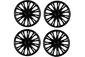 UKB4C 15" 4 x Alloy Look Black Multi-Spoke Wheel Trims Hub Caps Covers Protectors