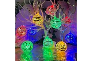 Morofme 10 Colorful LED Disco Ball String Lights Hanging Mirror Disco Party Light Mini Disco Balls Ornaments Tree Decoration Light Christmas Lamp for Holiday Wall Window Indoor Outdoor 70s Party