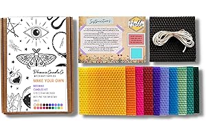 PHOENIX CANDLE COMPANY Make Your Own 10 Beeswax Candles Kit | Candle Rolling | Craft | Stocking Filler | Crafting Gift | Candle-Making Set (Mixed Colours)