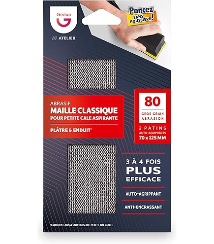 Gerlon Lot 3 Abrasif Auto-agrippant 70 225 MM Pour Ponçace Sans Poussière Grain 180 (fin) ADPR2F