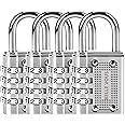 Belle Vous 4 Pack Combination Padlocks - 4 Digit Heavy Duty Shackle Padlock with Code - 4.1 x 1.4 x 8cm Silver Waterproof Indoor/Outdoor Security Lock for Gym, Luggage, School lockers, Fences & Gates